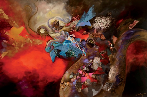 L’Empereur Dragon, technique mixte sur toile, 2012, 40 x 60 po. 