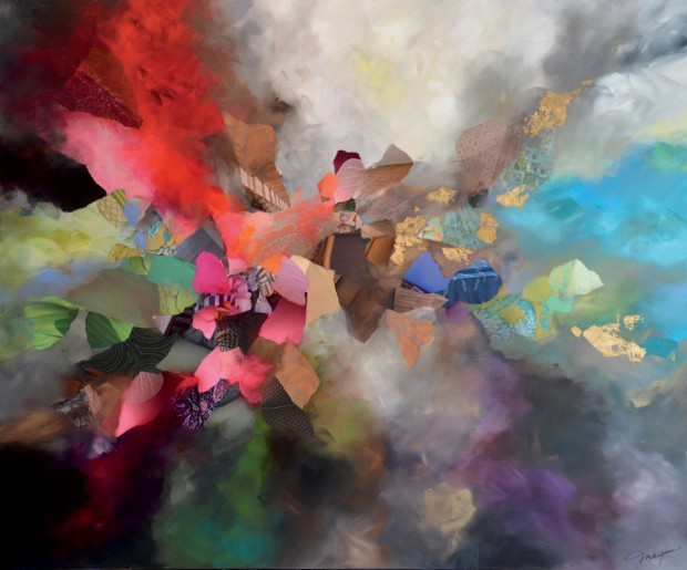 La floraison de Chloris, technique mixte sur toile, 2012, 40 x 48 po. 