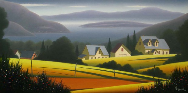 Dernier arrêt, huile sur toile, 18 x 36 po