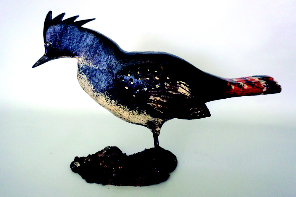 Perdrix, bois et métal, 20 x 31 x 9 cm