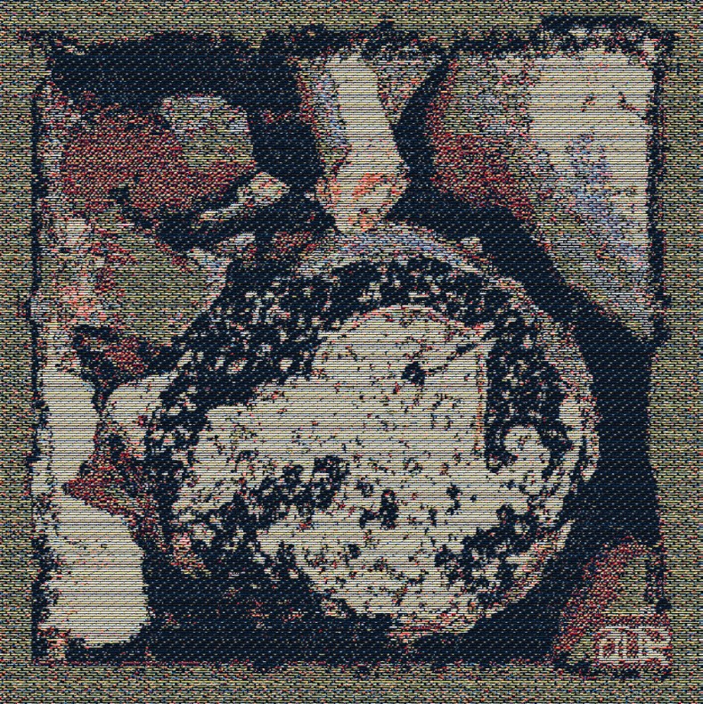 Le petit chanteur des bois, tapisserie Jacquard, lin et coton, 43 x 43 cm, 2016