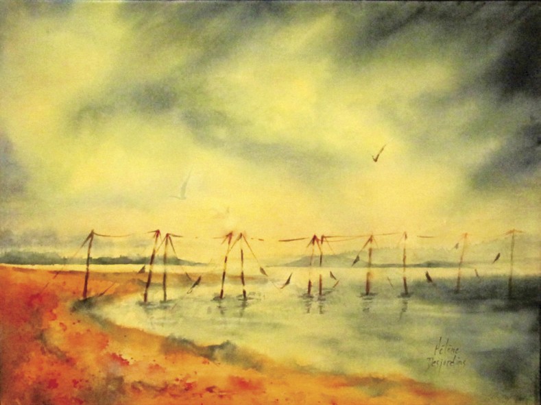 La pêche sera bonne, aquarelle, 18 x 24 po, 2016