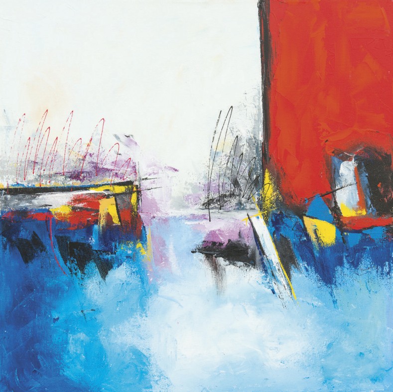 Débarcadère, acrylique sur toile, 24 x 24 po, 2016