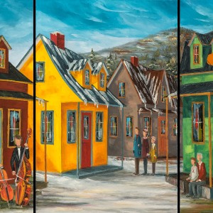 Triptyque, huile à la spatule
